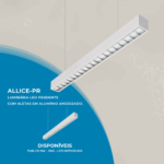 Luminária pendente retangular com aletas e difusor